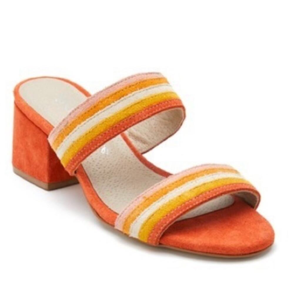 NEW Matisse Bonita Slide Sandal Orange Yellow NWOB Block Heel